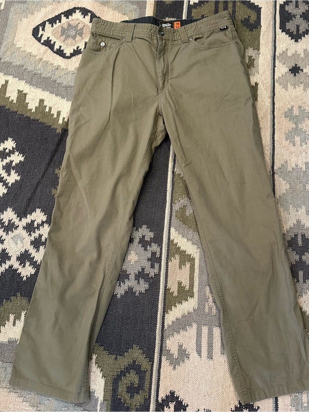 Howler Brothers Pants Mens 38x32 Sage Front Side 5 Pocket Chino Trouser Stretch